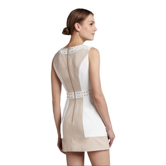 Finders Keepers One More Try Feminin Gold Studded Short Dress White Blush Sz M - Picture 2 of 14